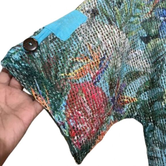 KAKTUS Women’s Blue/Green Multi Floral Print Crochet Top Beach Swim Coverup Sz-M - Picture 6 of 7